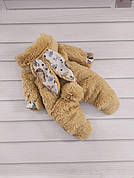 Дитячий теплий чоловічок Зайка з вушками на капюшоні хвостик відстібається 56-62 см для новонародженного