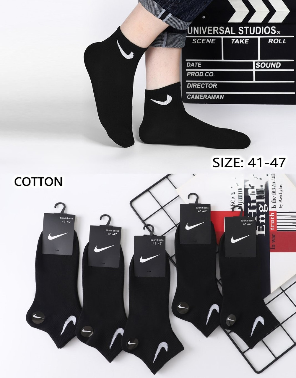 Спортивні шкарпетки Nike (чорні 10 пар Nike чоловічі демісезоні 41-47 р.), фото 1