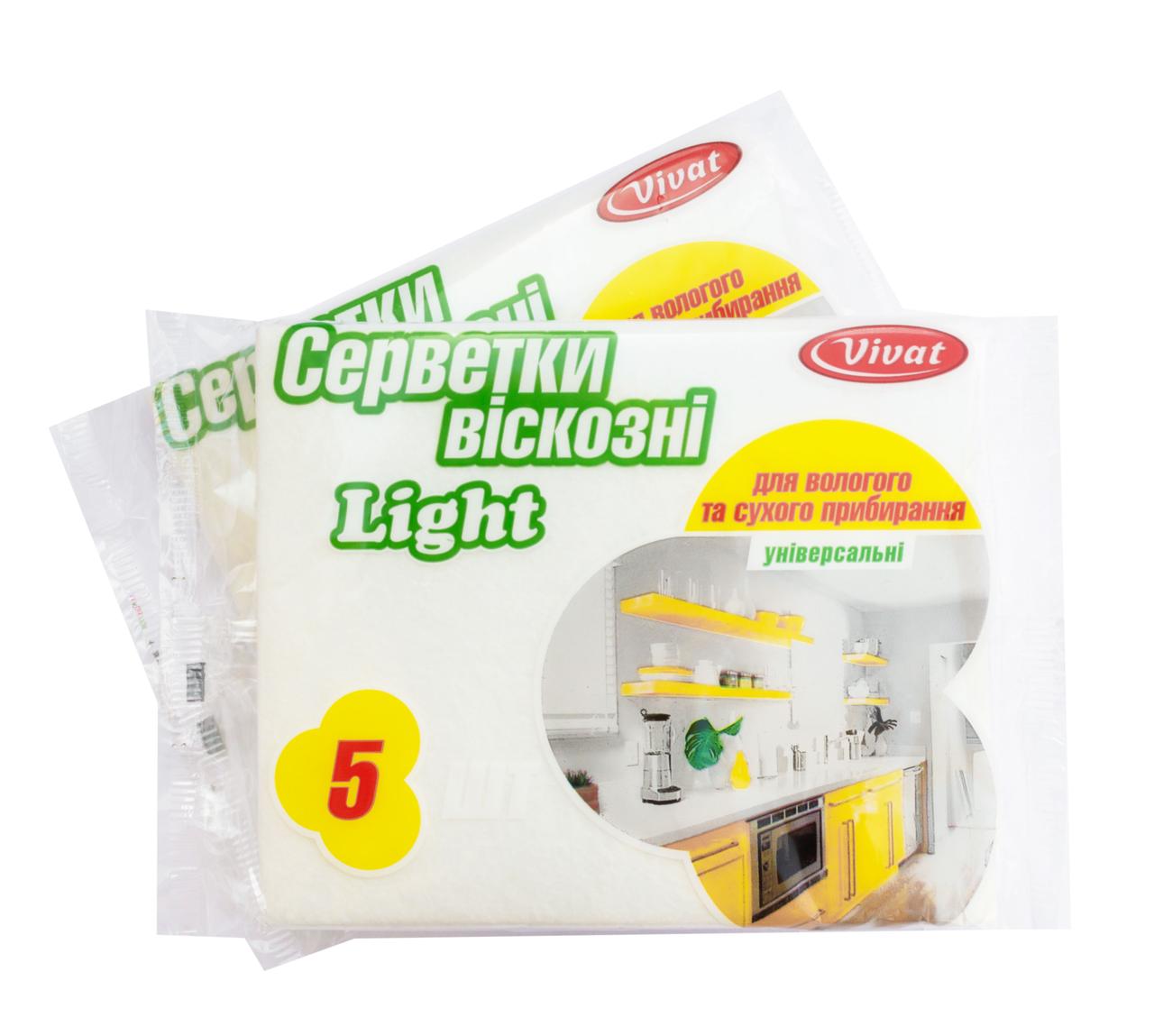 Серветка віскозна Light біла 5 шт/уп (Vivat) 36.5*30 см