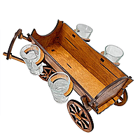 Підставка для пляшки міні бар з чарками подарунковий набір "Фіра" No2210