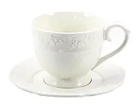 Чашка з блюдцем Interos Ніка порцелянова 300 мл біла (LTBS-C0113)