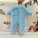 Теплий комбінезон чоловічок для новонародженого 56-62 см Зайчик хвостик відстібається Весна Осінь, фото 7