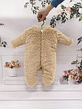 Теплий комбінезон чоловічок для новонародженого 56-62 см Зайчик хвостик відстібається Весна Осінь, фото 5