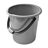 Відро пластикове 10 літрів Комфорт із кришкою сіре Ø 27.5 h=27 см (Горизонт), фото 2