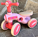 Велобіг дитячий 4-х колісний Corso JOY TL-89-367 пластикова рама, світло, озвучено українською Рожевий, фото 2