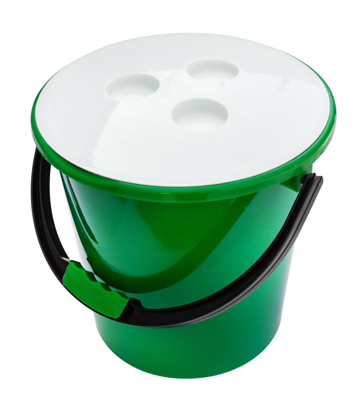 Відро пластикове 10 літрів Комфорт із кришкою зелене Ø 27.5 см h=27 см (Горизонт)