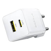 Мережевий зарядний пристрій Baseus Palm Fast Charger Type-C+USB 30W (With Cable Type-C to Type-C 60W 1m), фото 3