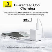 Мережевий зарядний пристрій Baseus Palm Fast Charger Type-C+USB 30W (With Cable Type-C to Type-C 60W 1m), фото 7
