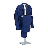 Сучасна елегантна вішалка для костюмів на 2 штангах, метал / Деревина горіха, 110 x 46 x 19 см Срібло Хром