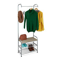 Вішалка для одягу з полицею для взуття та сидінням для лавки Сірий и Бежевий и чорний