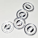 Гудзик прозорий зі сріблястим обідком прошивний14мм, фото 3