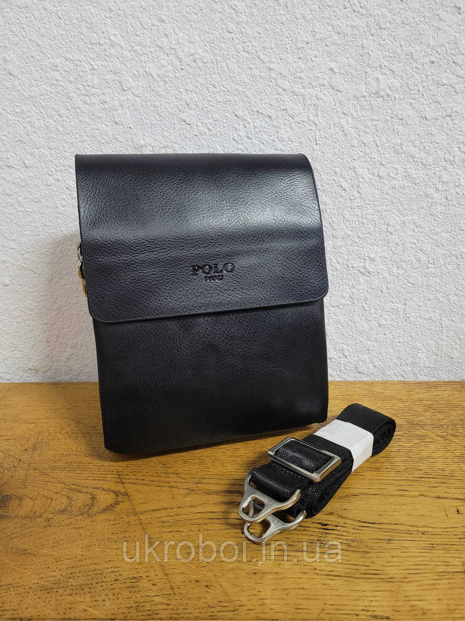 Чоловіча шкіряна сумка на плече / барсетка POLO 20×17×7см
