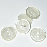 Гудзик круглий сатиновий з малюнком природно-білий прошивний 14мм, фото 3