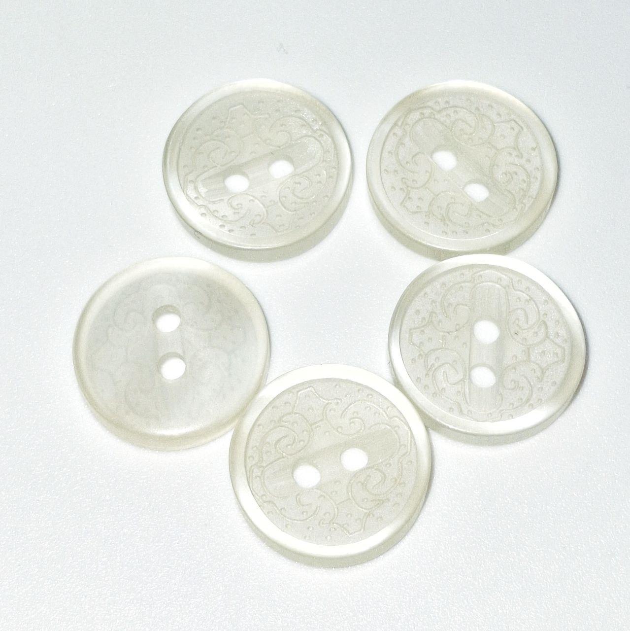 Гудзик круглий сатиновий з малюнком природно-білий прошивний 14мм, фото 1