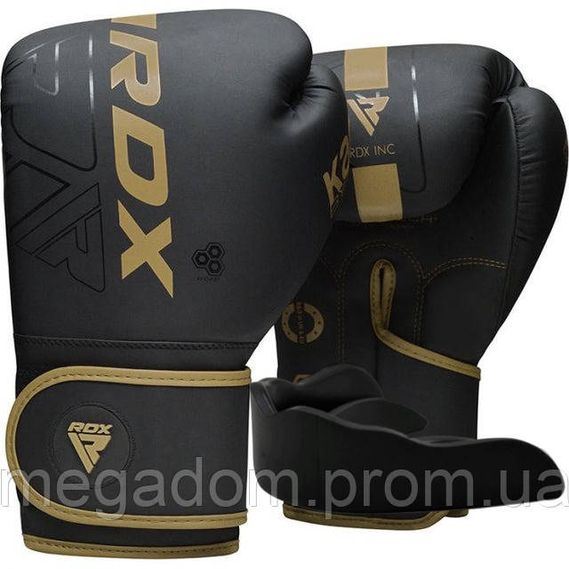 Боксерські рукавиці RDX F6 Kara Matte Golden 8 унцій (капа в комплекті), фото 1