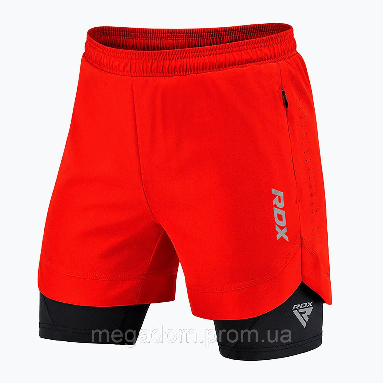 Компресійні шорти для RDX MMA T16 2-в-1 RED/BLACK-L, фото 1
