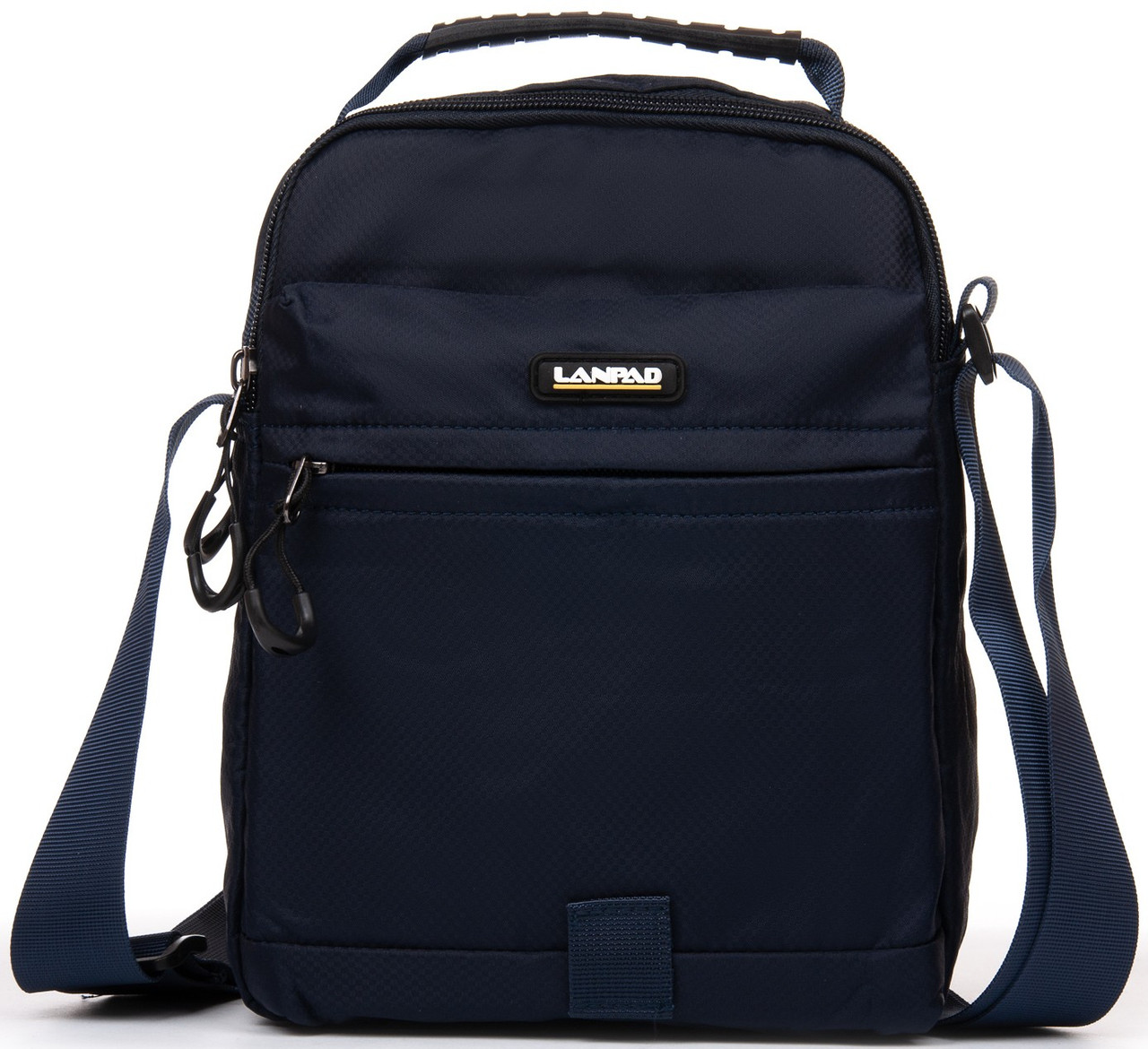 Сумка чоловіча тканинна синя на плече середня з нейлону два відділи та коротка ручка 24 х 20 х 10 см Lanpad 7669