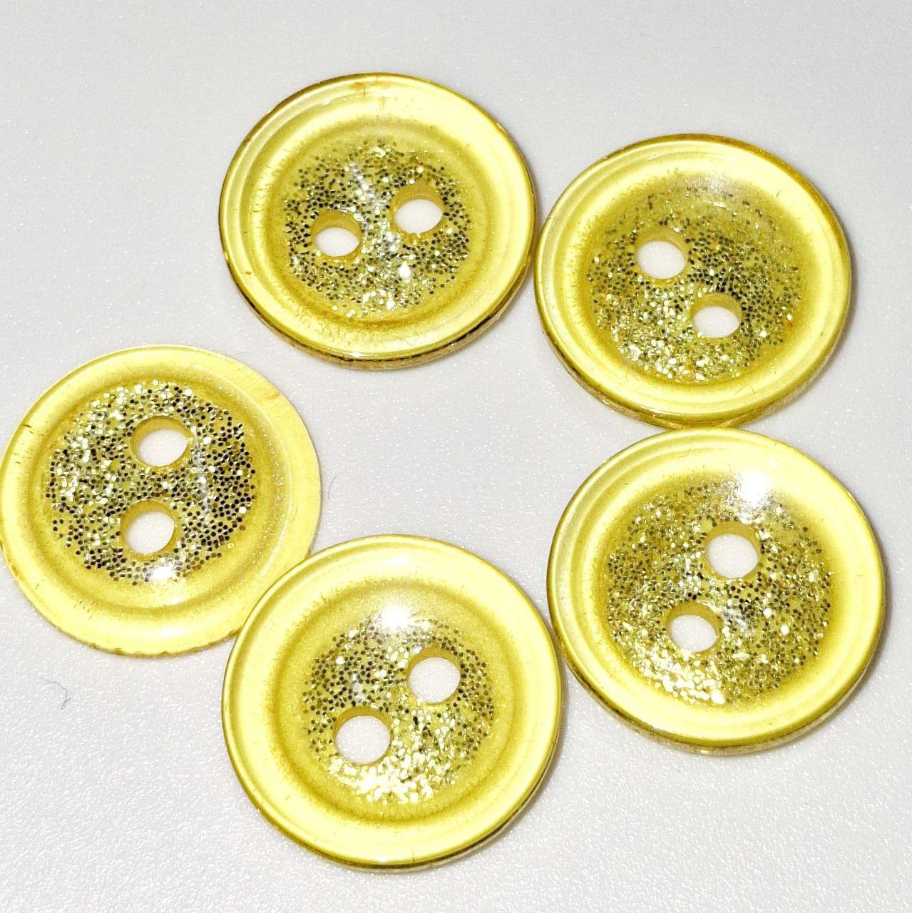 Гудзик прозорий з блиском жовтий прошивний13мм, фото 1