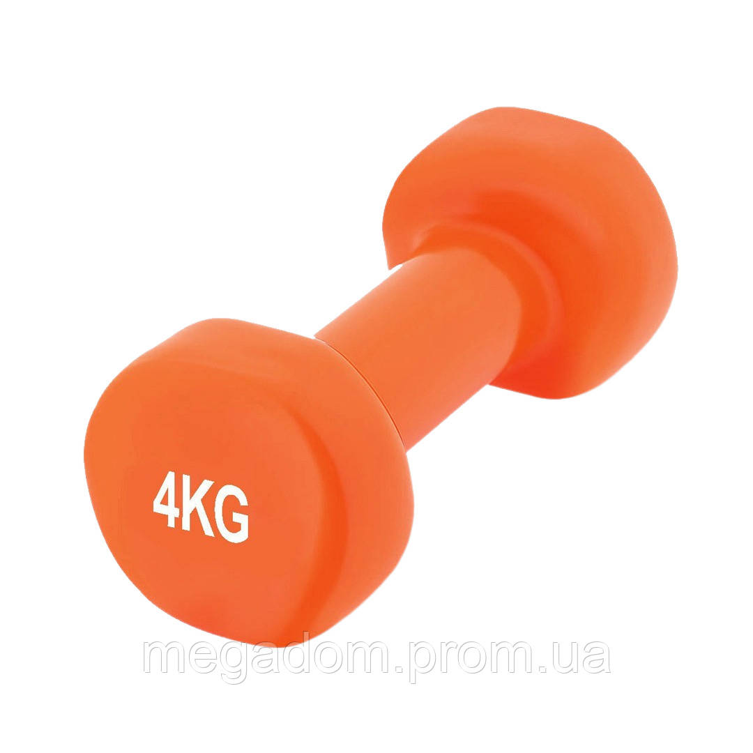 Гантель вінілова PowerPlay 4125 Achilles 4 кг. Помаранчева (1 шт.), фото 1