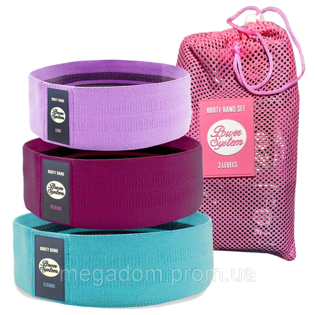 Набір тканевих гумок для фітнесу та спорту Power System PS-4097 Booty Band Set 3шт., фото 1