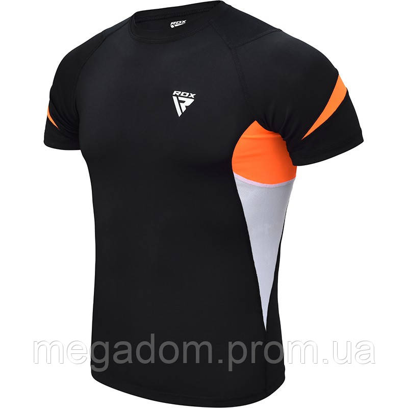 Рашгард із коротким рукавом RDX Lycra Orange XL, фото 1