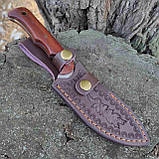 Ніж шкуроз'ємний, обробний М390, дерев'яне руківя, з чохлом, фото 2