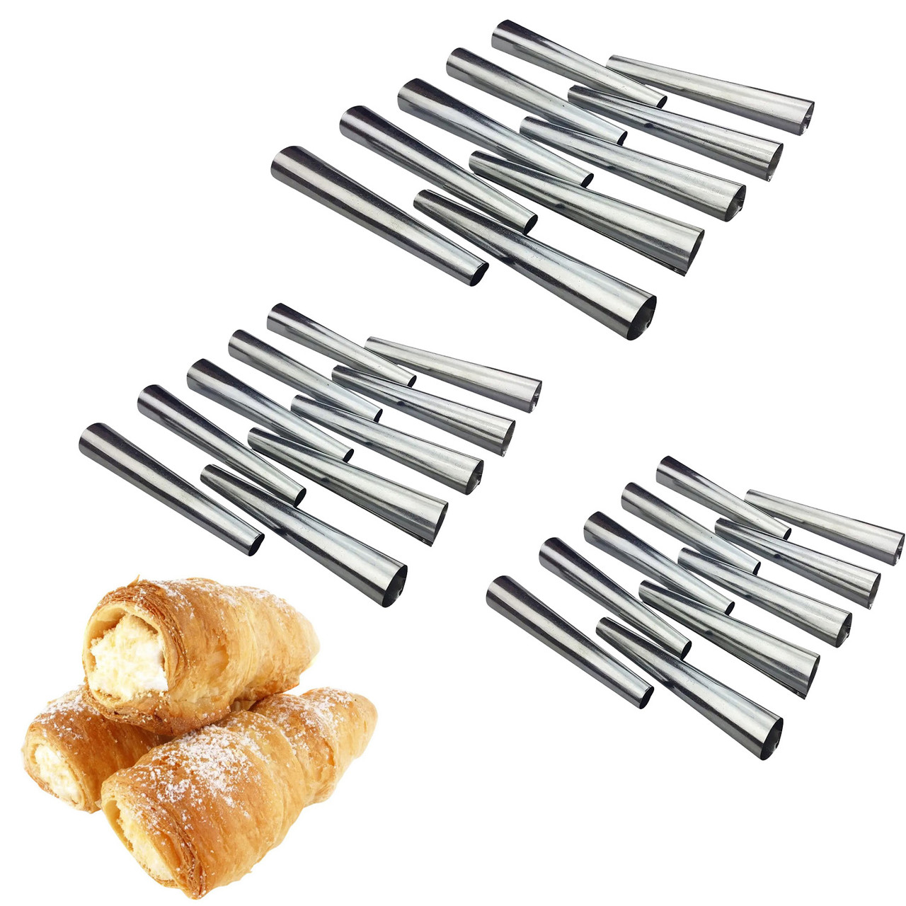 Кондитерські конуси для випічки трубочок «Каннолі» 10 см / 12 см / 14 см (30 штук)