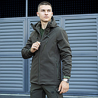 Чоловіча куртка soft shell Pobedov Matrix софтшелл Куртка демісезонна з капюшоном осінь весна хакі