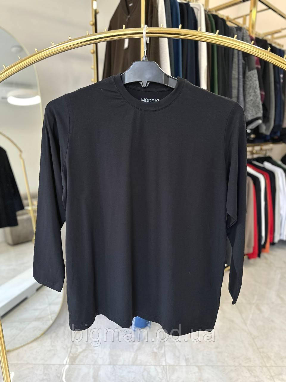 Світшот, футболка з довгим рукавом MOD 2010 (батал) 4-7XL чорний однотонний