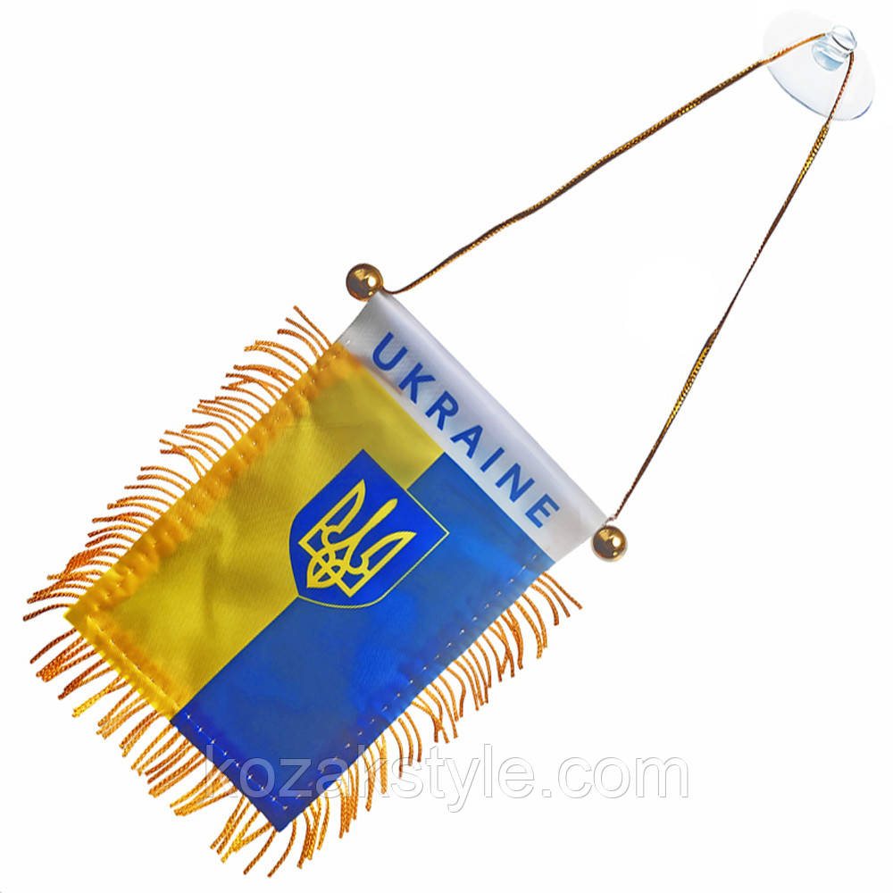 Вимпел в авто Ukraine (12*8 см) з присоскою