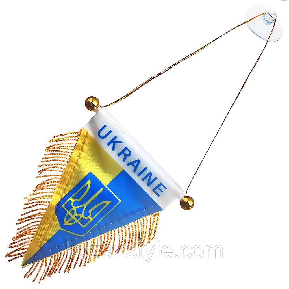 Вимпел у салон авто Ukraine (12*8 см) з присоскою