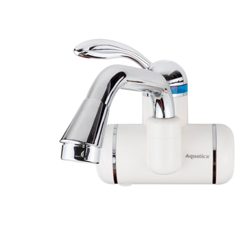 Кран-водонагрівач проточний LZ 0,4-5бар 3,0кВт для раковини гусак вигнутий довг настінний Aquatica