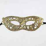 Карнавальна маска ажурна one size золотистий, фото 2