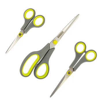 Набір ножиць універсальні 3 предмети (140мм/170мм/215мм) нержавіюча сталь пластикові ручки 5187 KAMILLE