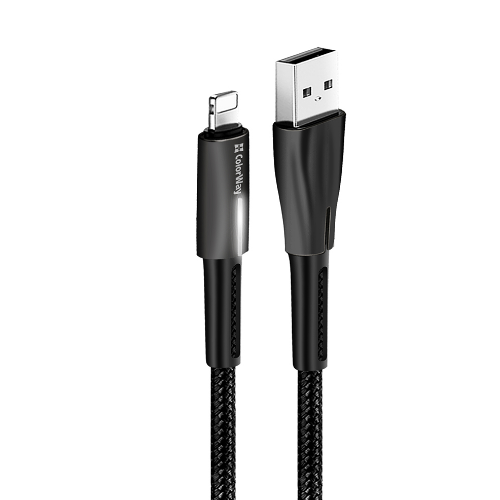 Кабель USB Lightning ColorWay CW-CBUL035-BK 2,4A 1м чорний, фото 1