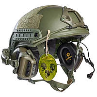 Шолом тактичний NTS (USA) NIJ IIIA з навушниками EARMOR M32H з мікрофоном та чебурашки