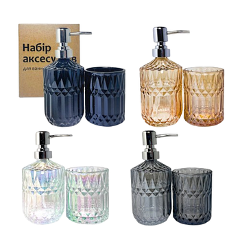 Набір для ванної кімнати 2в1 (дозатор 360мл + підставка для зуб.щітки 300мл) 888-167 S&T