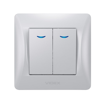 BINERA срібний шовк Вимикач внутрішній 2кл з підсвічуванням Videx