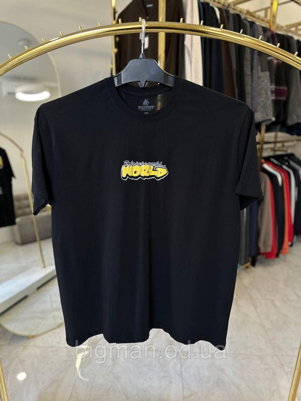 Чоловіча футболка WORLD 2108 (батал) 3-6XL чорна