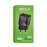 Зарядний пристрій мережевий USB/Type-C QC+PD 20W чорний WALKER WH-42, фото 2