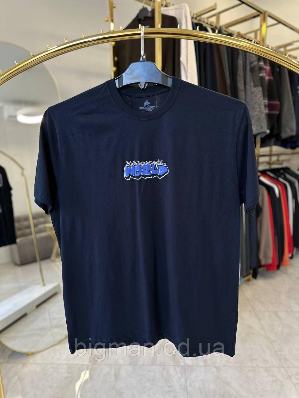 Чоловіча футболка WORLD 2108 (батал) 3-6XL т-синя