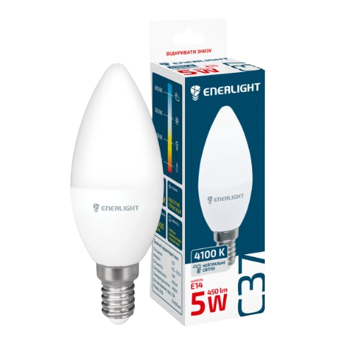 Лампа LED C37 5W E14 4100 К 175-275V Enerlight