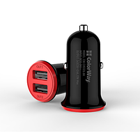 Автомобільний зарядний пристрій ColorWay CW-CHA026-BK 2USB 3,4А 17W червоний/чорний, фото 5