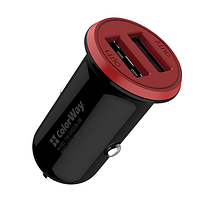 Автомобільний зарядний пристрій ColorWay CW-CHA026-BK 2USB 3,4А 17W червоний/чорний, фото 3