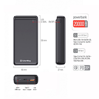 Павербанк 20000 mAh ColorWay CW-PB200LPG3BK-PD 20W QC+PD slim чорний, фото 10