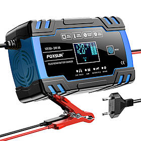 Автомобільний імпульсний зарядний пристрій Foxsur 8А 12В/24В, автоматичний для акумулятора