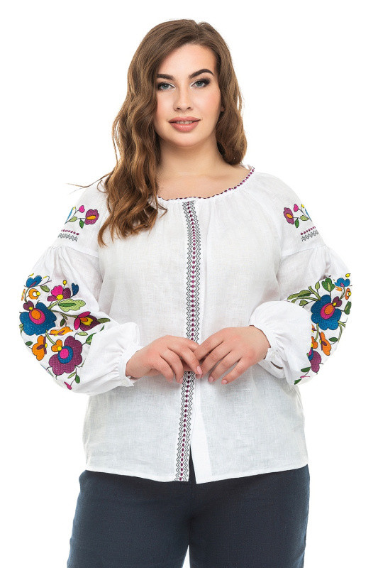 Вишиванка жіноча натуральний білий льон розмір від XS S M L XL