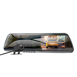 Відеореєстратор HOCO 4.5-inch rearview mirror driving recorder (dual-channel) DV4 |1080p, 30fps| (6942007616782) black