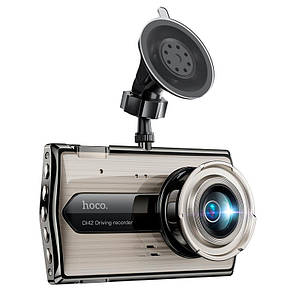 Відеореєстратор HOCO DI42 Driving recorder with rear camera |720p front/480p rear| metal-grey