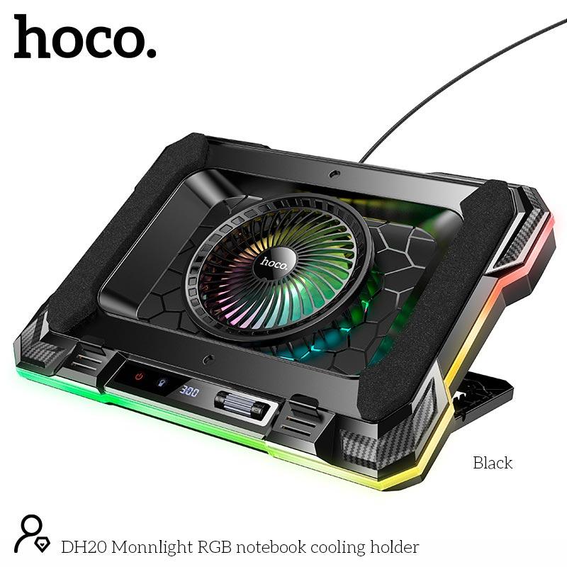 Куллер для Ноутбука Hoco Monnlight RGB notebook cooling holder DH20 |10RGB Mode, 7 level, 2USB| (6942007635943) black